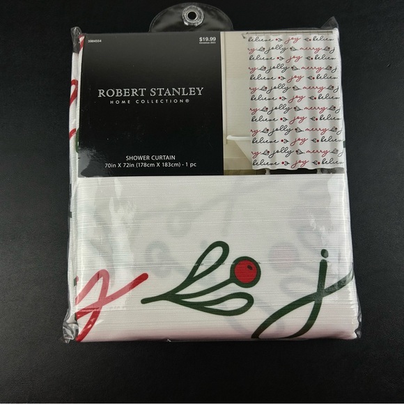 Robert Stanley Christmas Shower Curtain 70 x 72 Inches Home Collection Joy Jolly - Picture 1 of 12